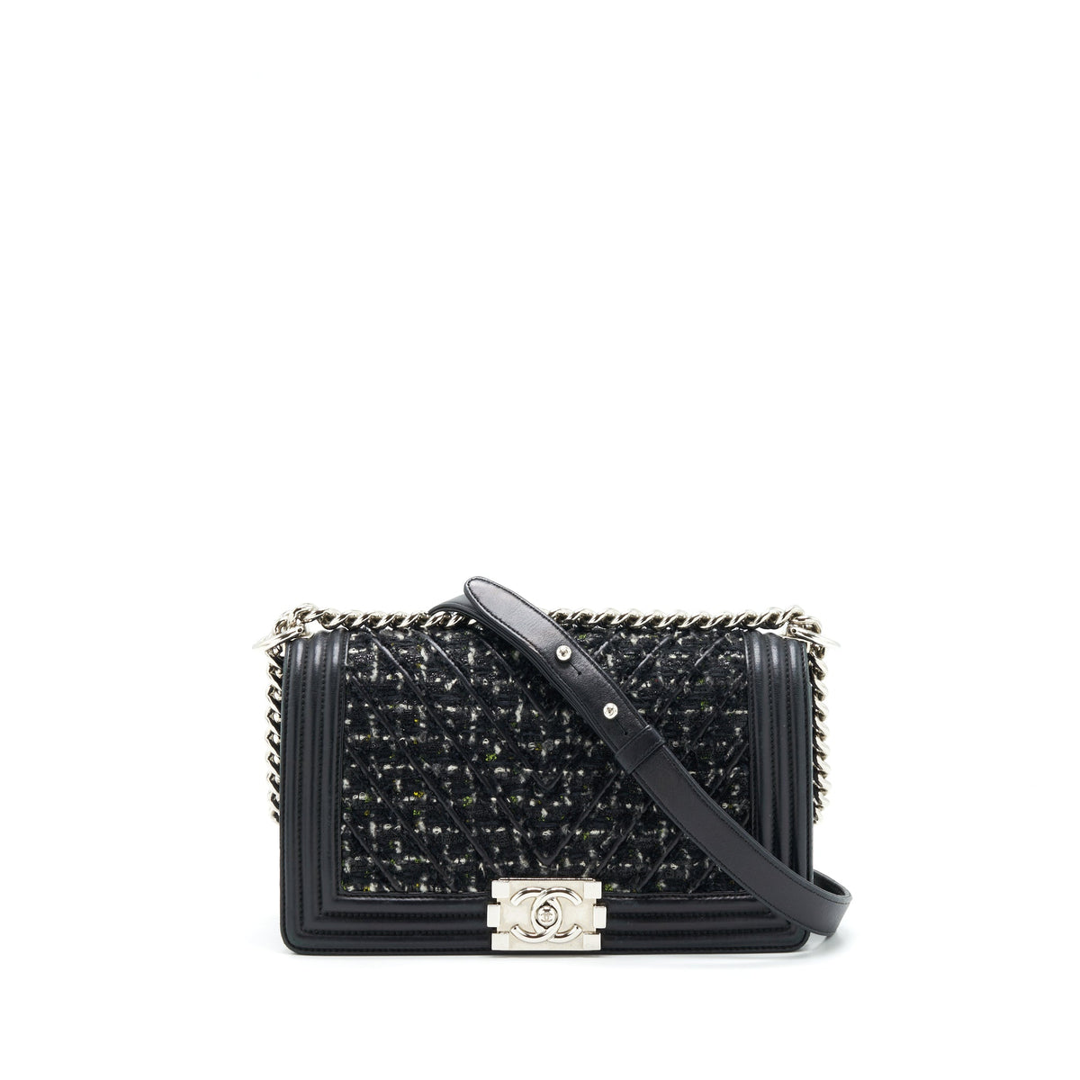 chanel-boy-medium-tweed-lambskin-black-shw