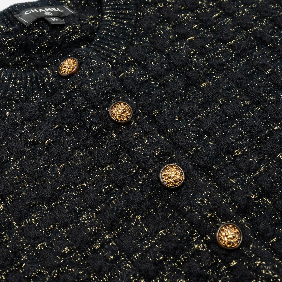 chanel-size36-tweed-dress-black-gold