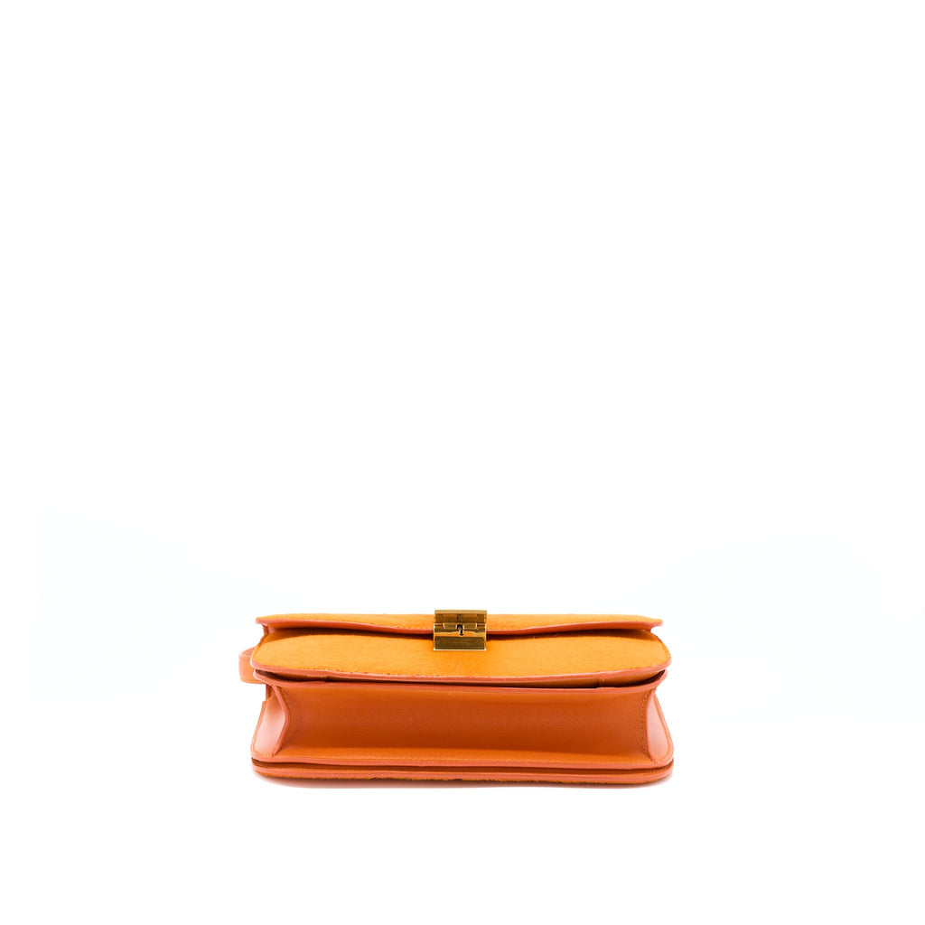 celine-classic-medium-box-horsehair-orange-ghw