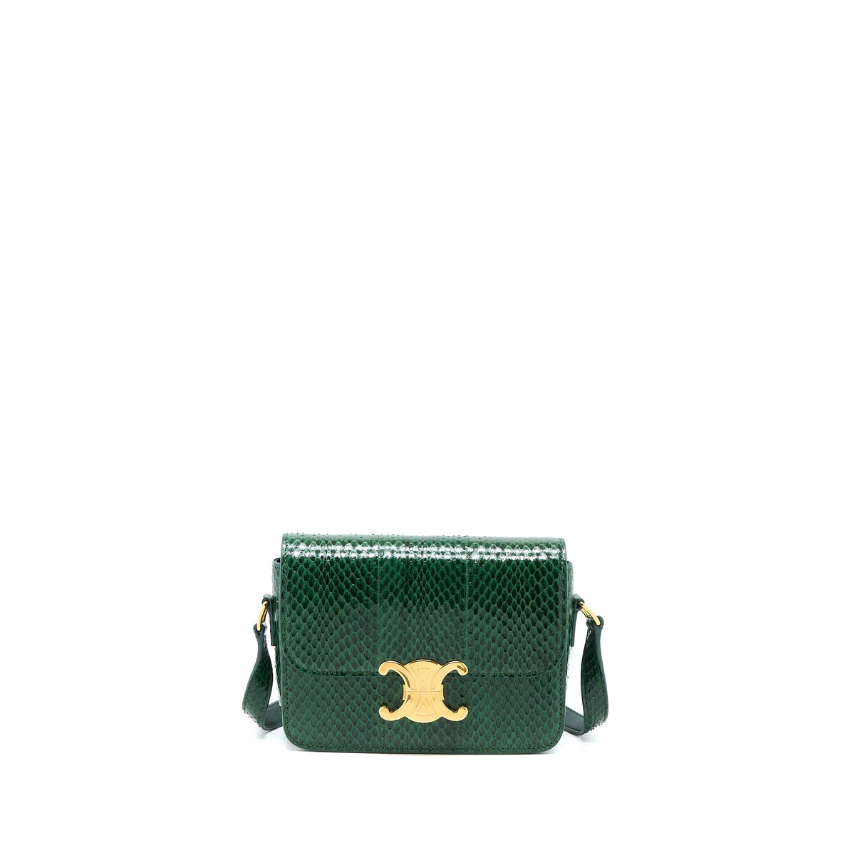 celine-triomphe-bag-watersnake-leather-green-ghw