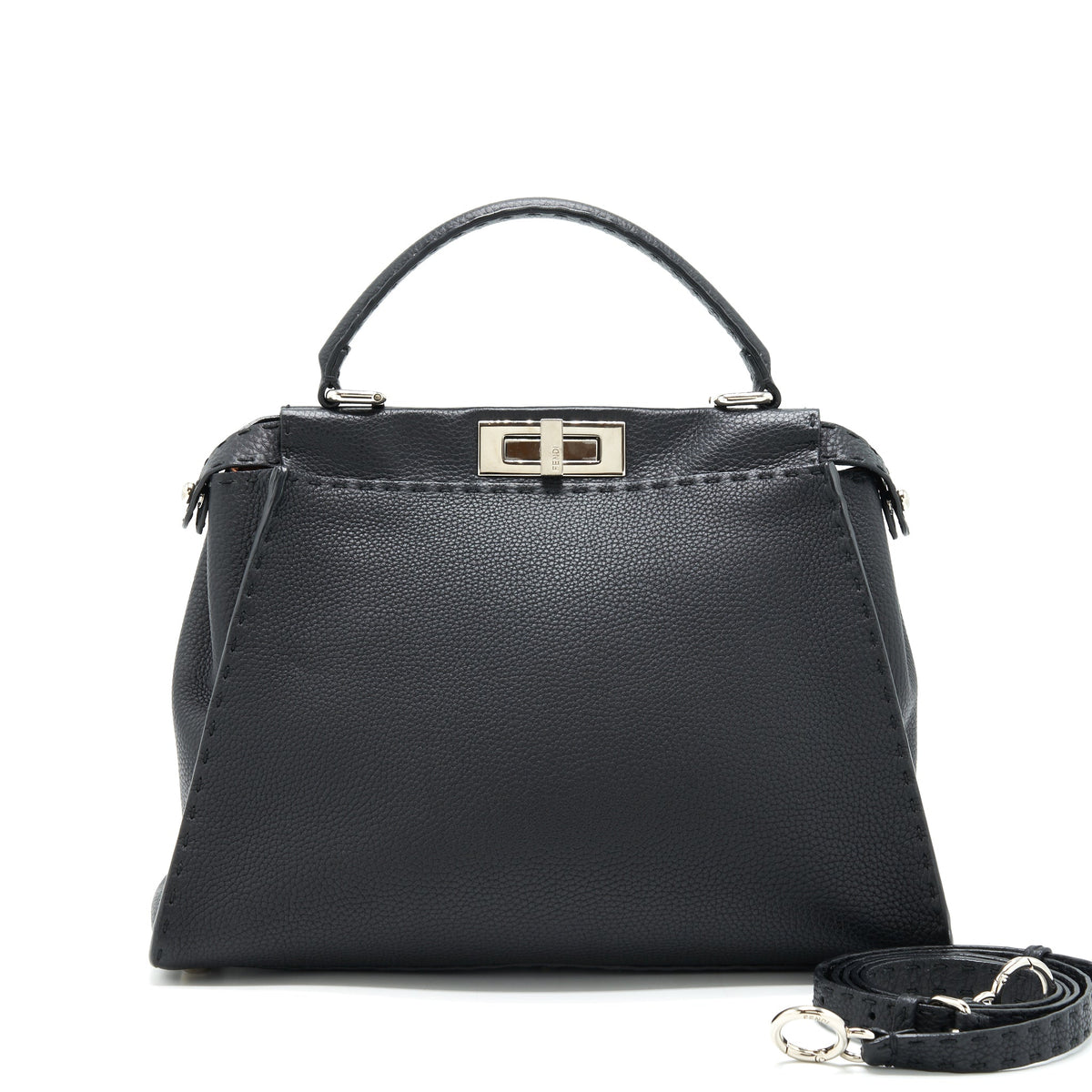 fendi-peekaboo-tote-bag-grained-calfskin-black-shw