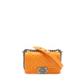 chanel-small-boy-bag-lambskin-orange-ruthenium-hardware