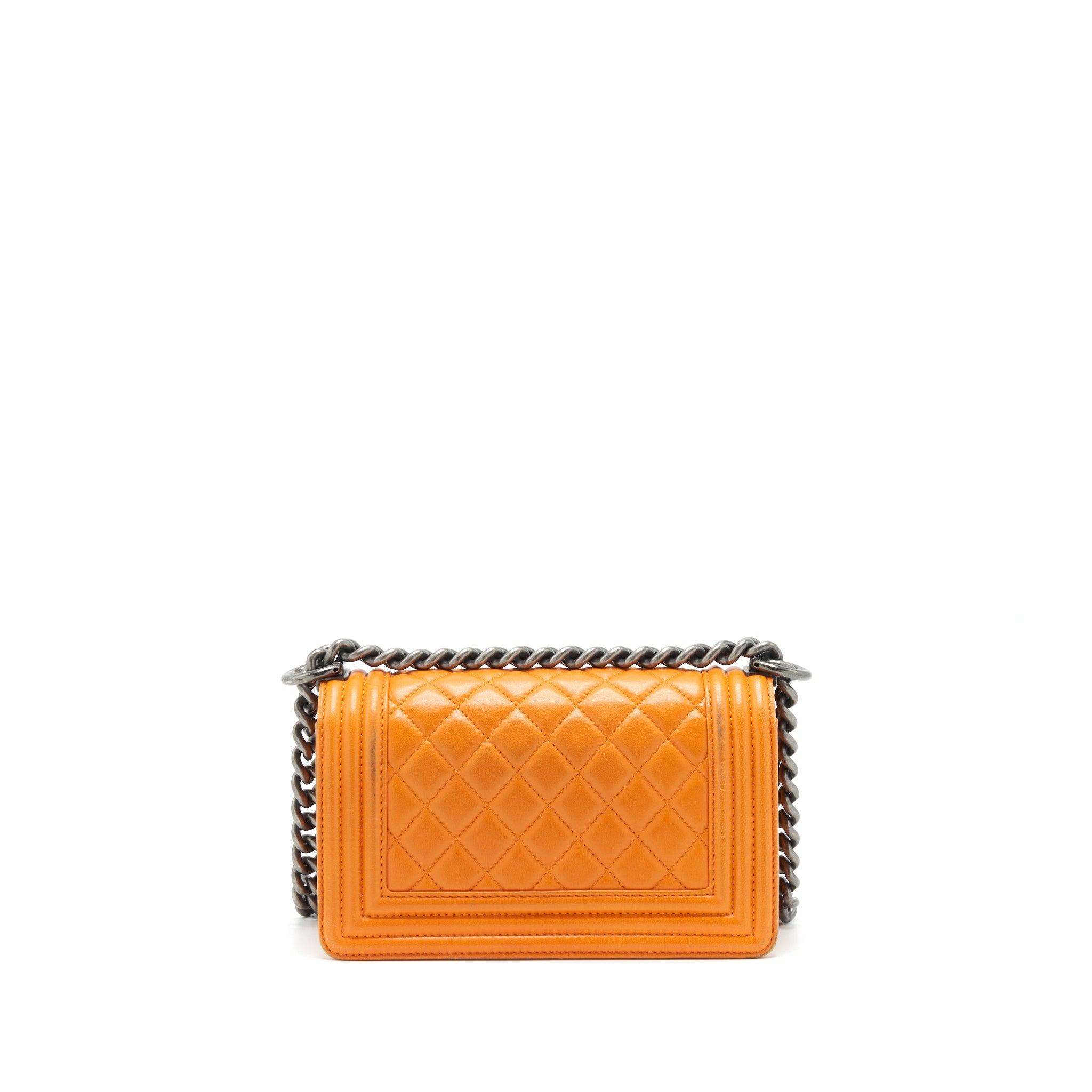 chanel-small-boy-bag-lambskin-orange-ruthenium-hardware