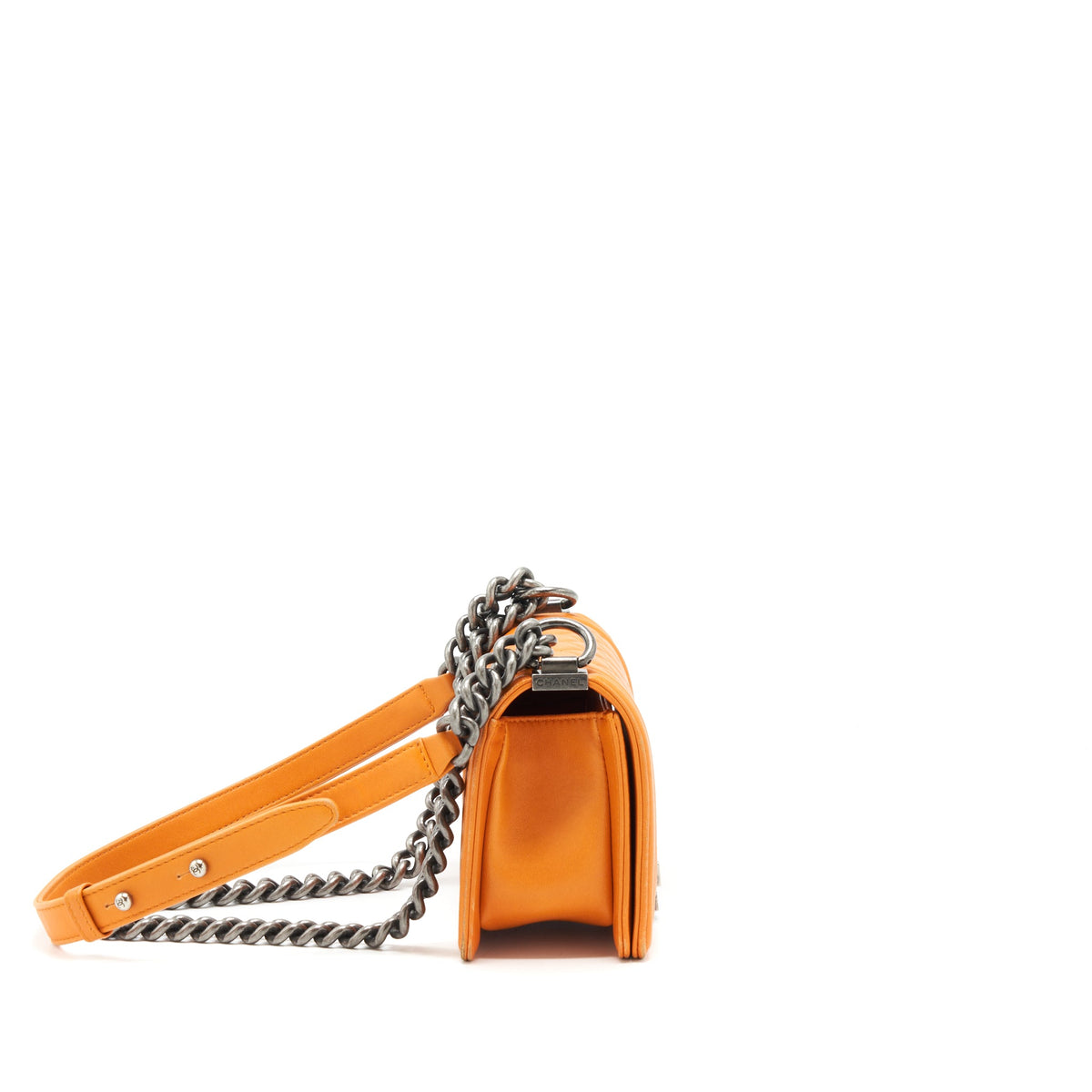 chanel-small-boy-bag-lambskin-orange-ruthenium-hardware