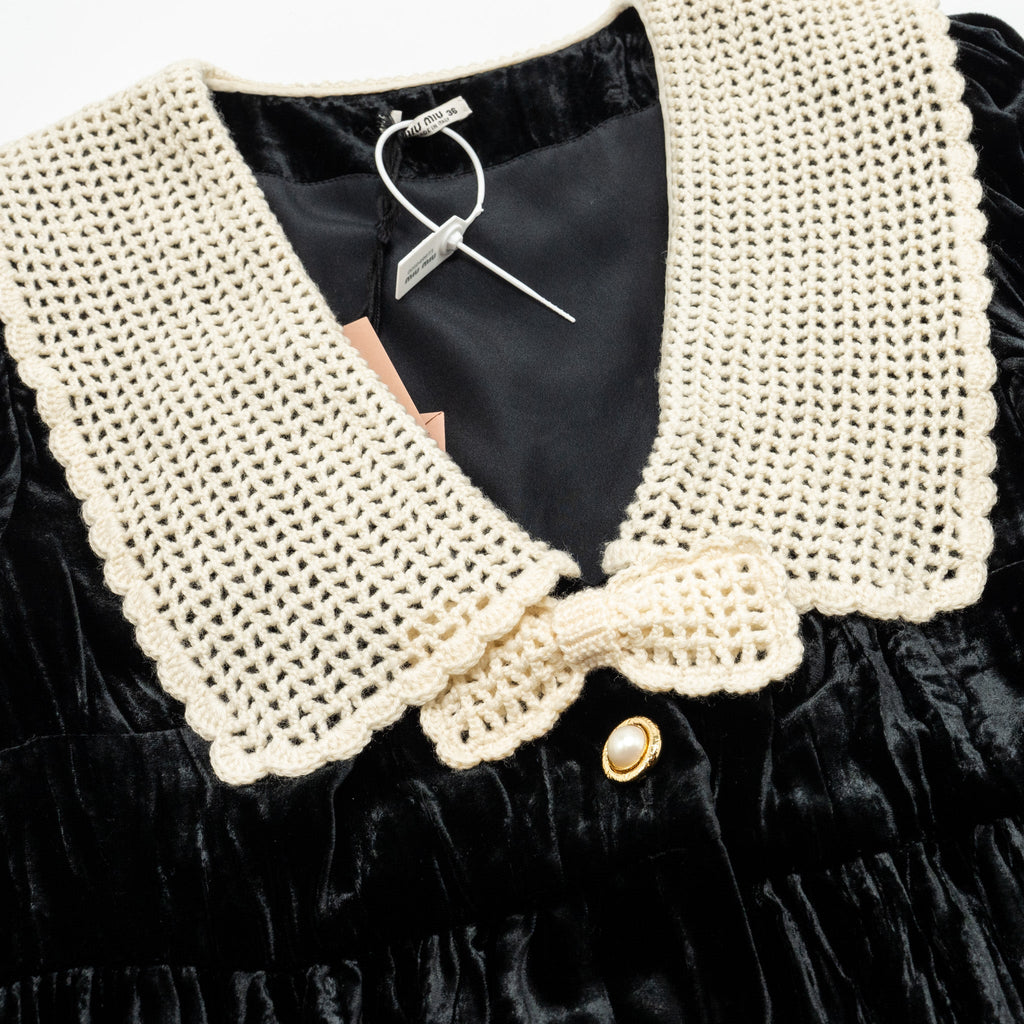 miu-miu-size-36-velvet-cardigan-dress-virgin-wool-black-white