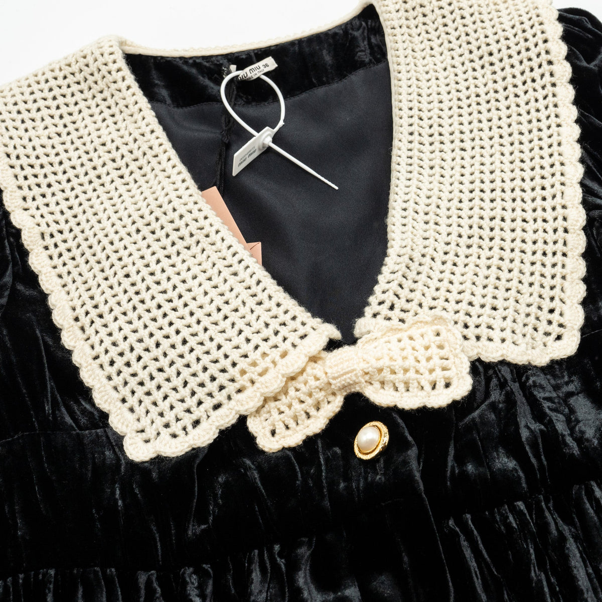 miu-miu-size-36-velvet-cardigan-dress-virgin-wool-black-white