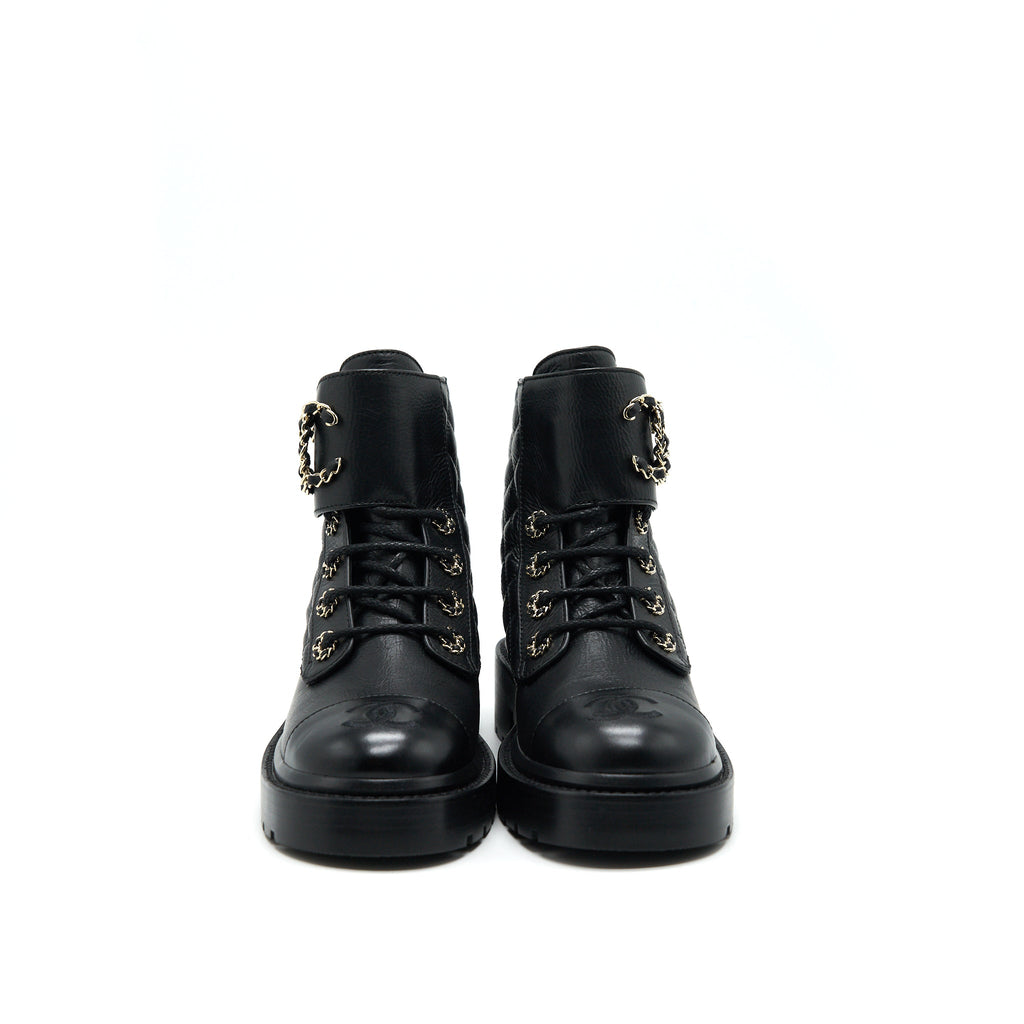 chanel-leather-lace-up-boots-black-size35