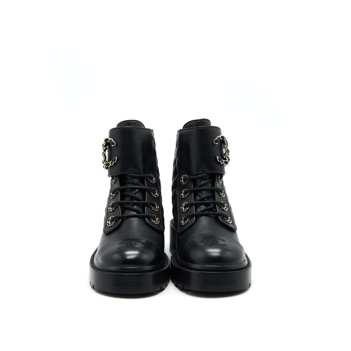 chanel-leather-lace-up-boots-black-size35