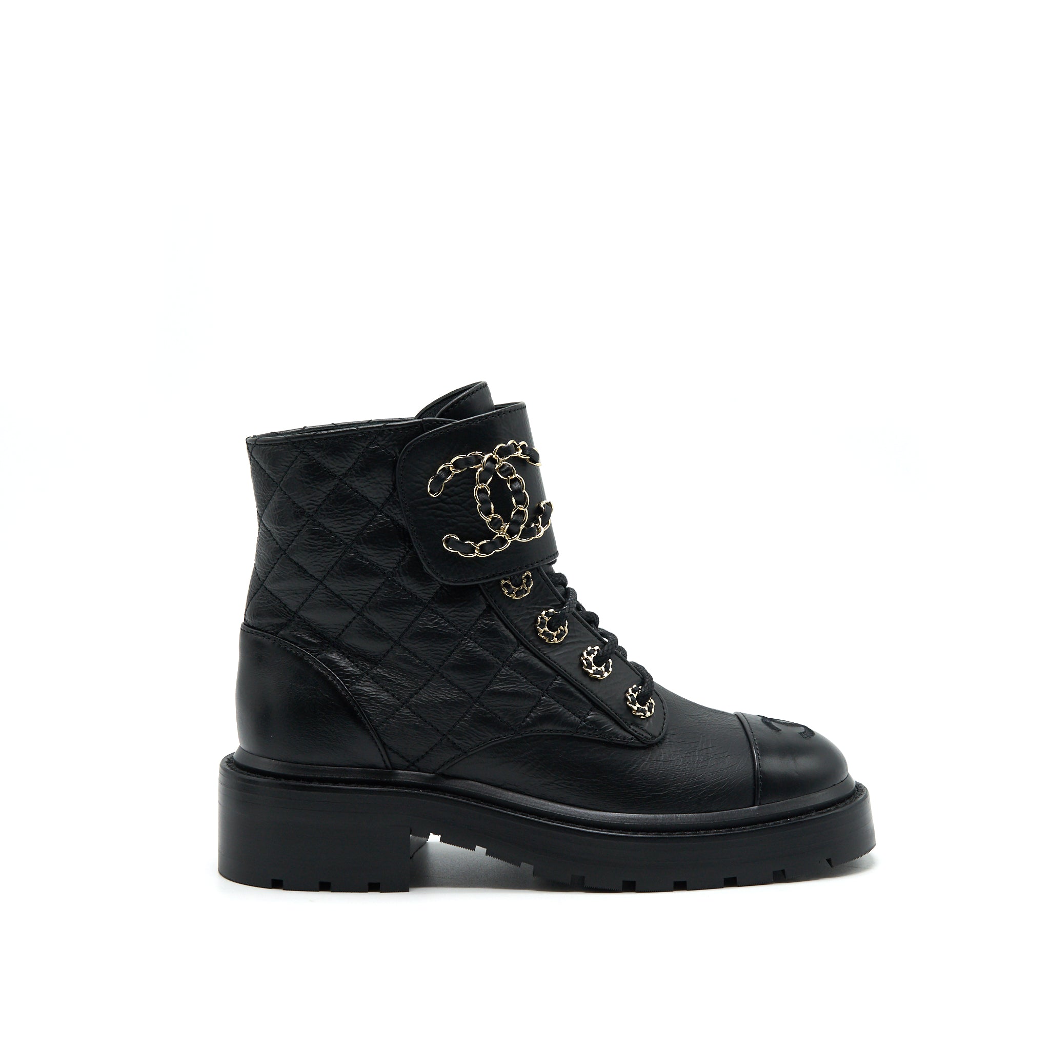 chanel-leather-lace-up-boots-black-size35