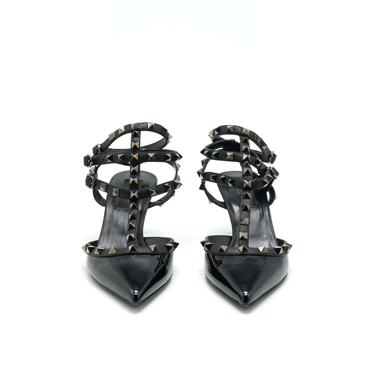 valentino-size-38-5-rockstud-patent-caged-heels-black