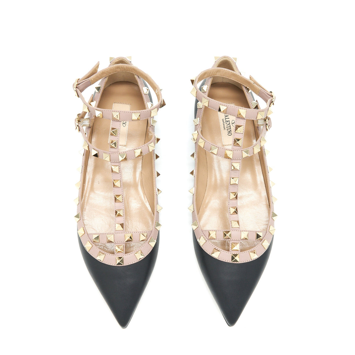 valentino-size-39-caged-rockstud-ballet-flats-black
