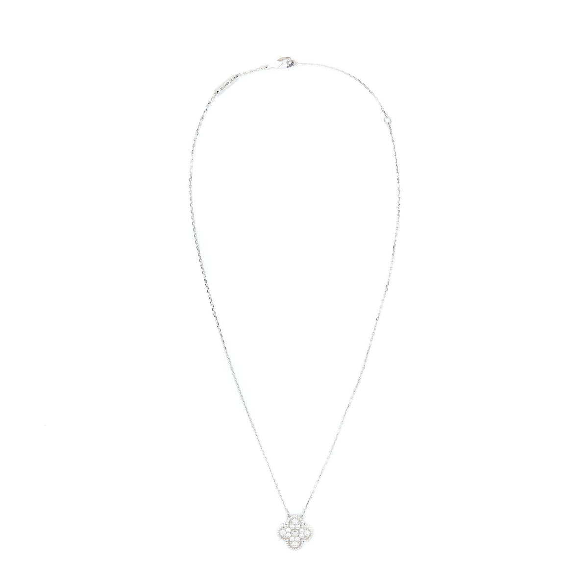 VAN CLEEF & ARPELS VINTAGE ALHAMBRA PENDANT, WHITE GOLD WITH DIAMONDS