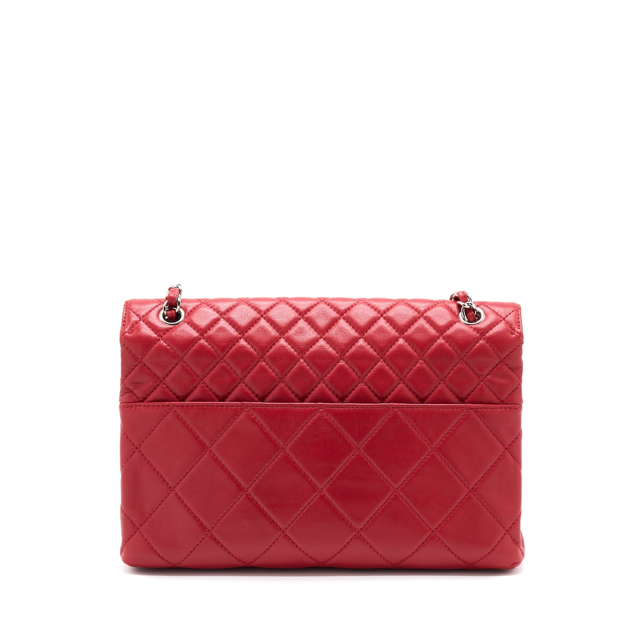 chanel-large-flap-bag-lambskin-red-shw