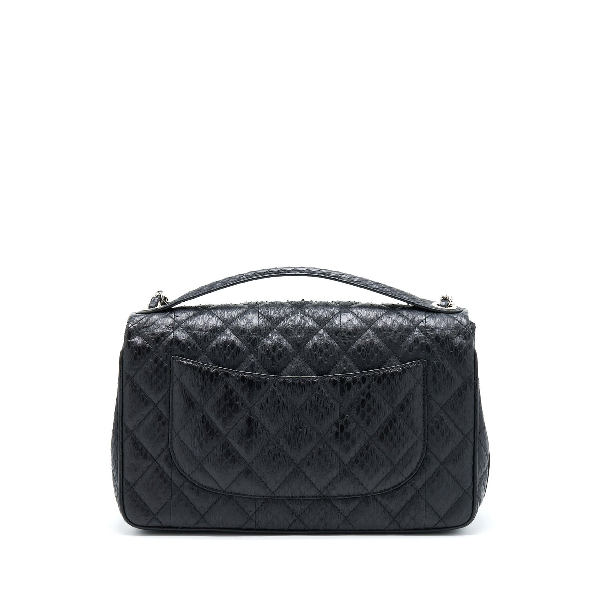 chanel-top-handle-flap-bag-python-black-shw