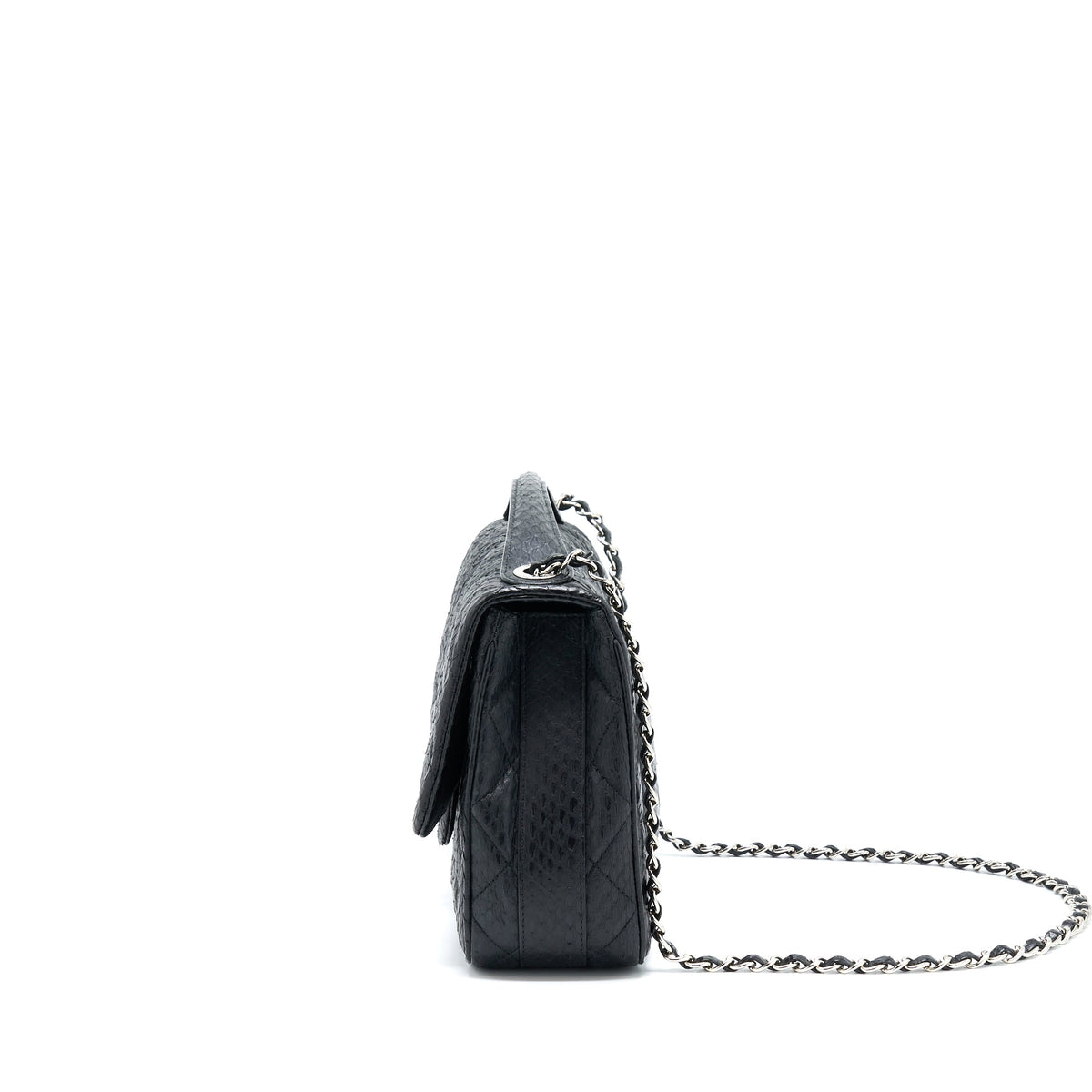 chanel-top-handle-flap-bag-python-black-shw