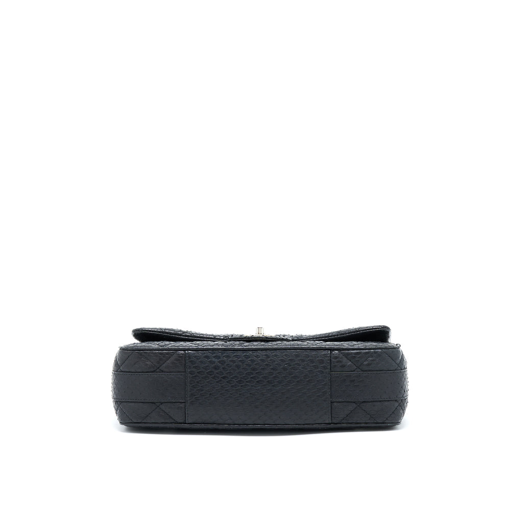 chanel-top-handle-flap-bag-python-black-shw