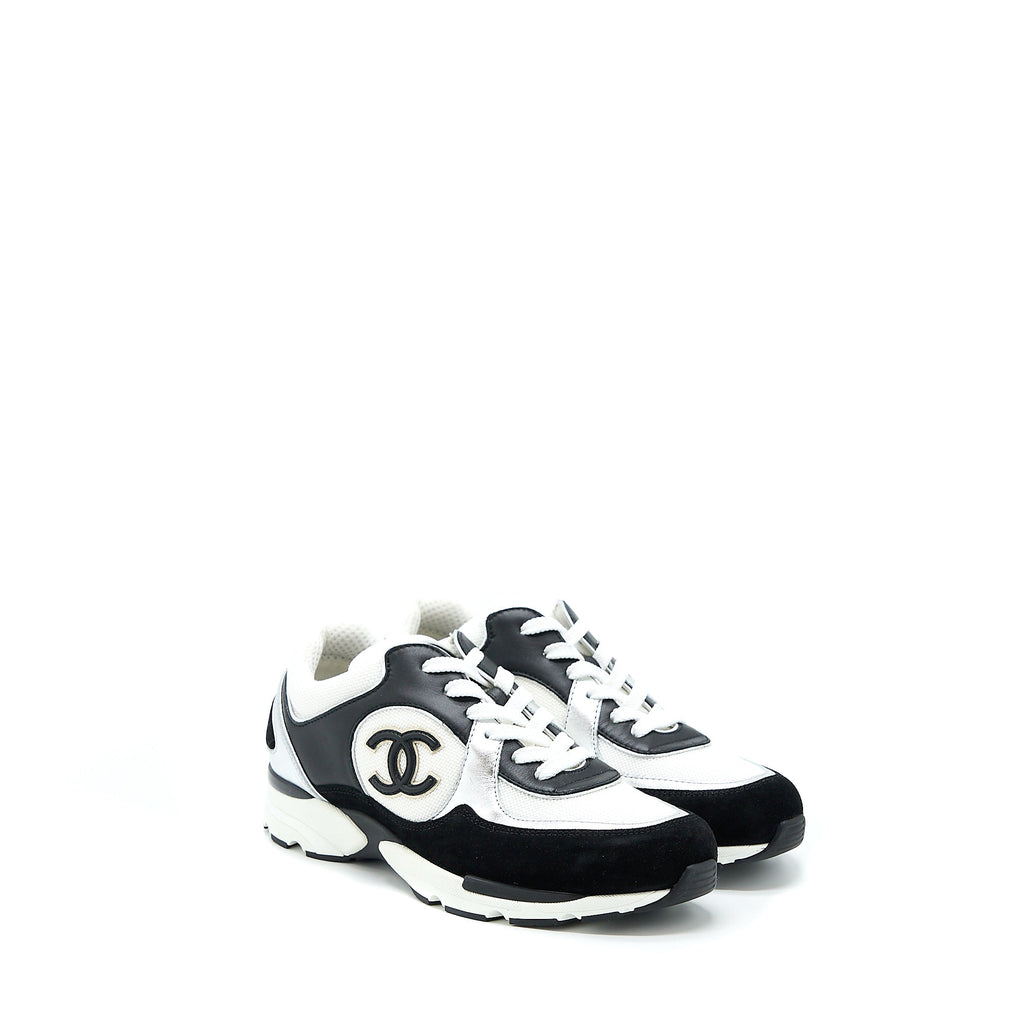 chanel-size-39-trainers-suede-black-white-silver
