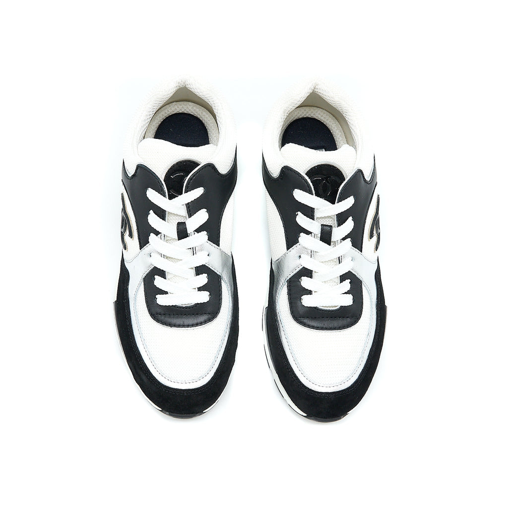 chanel-size-39-trainers-suede-black-white-silver
