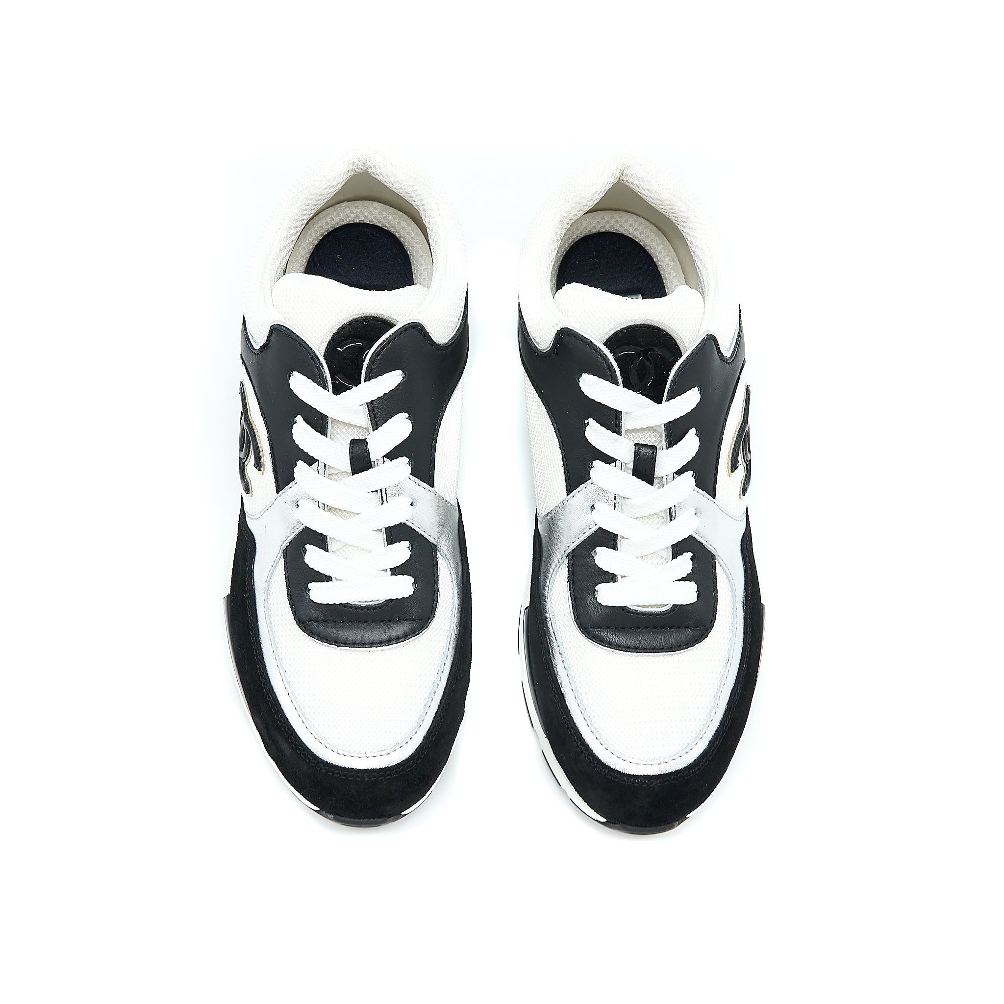 chanel-size-39-trainers-suede-black-white-silver