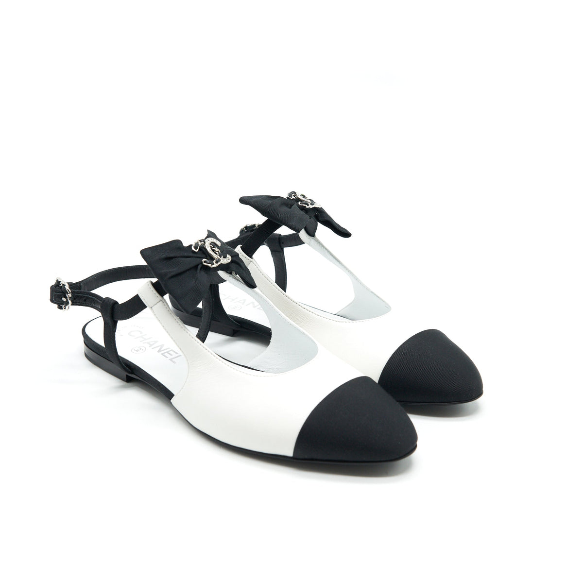 chanel-slingback-flats-with-ribbons-white-and-black-size38-5