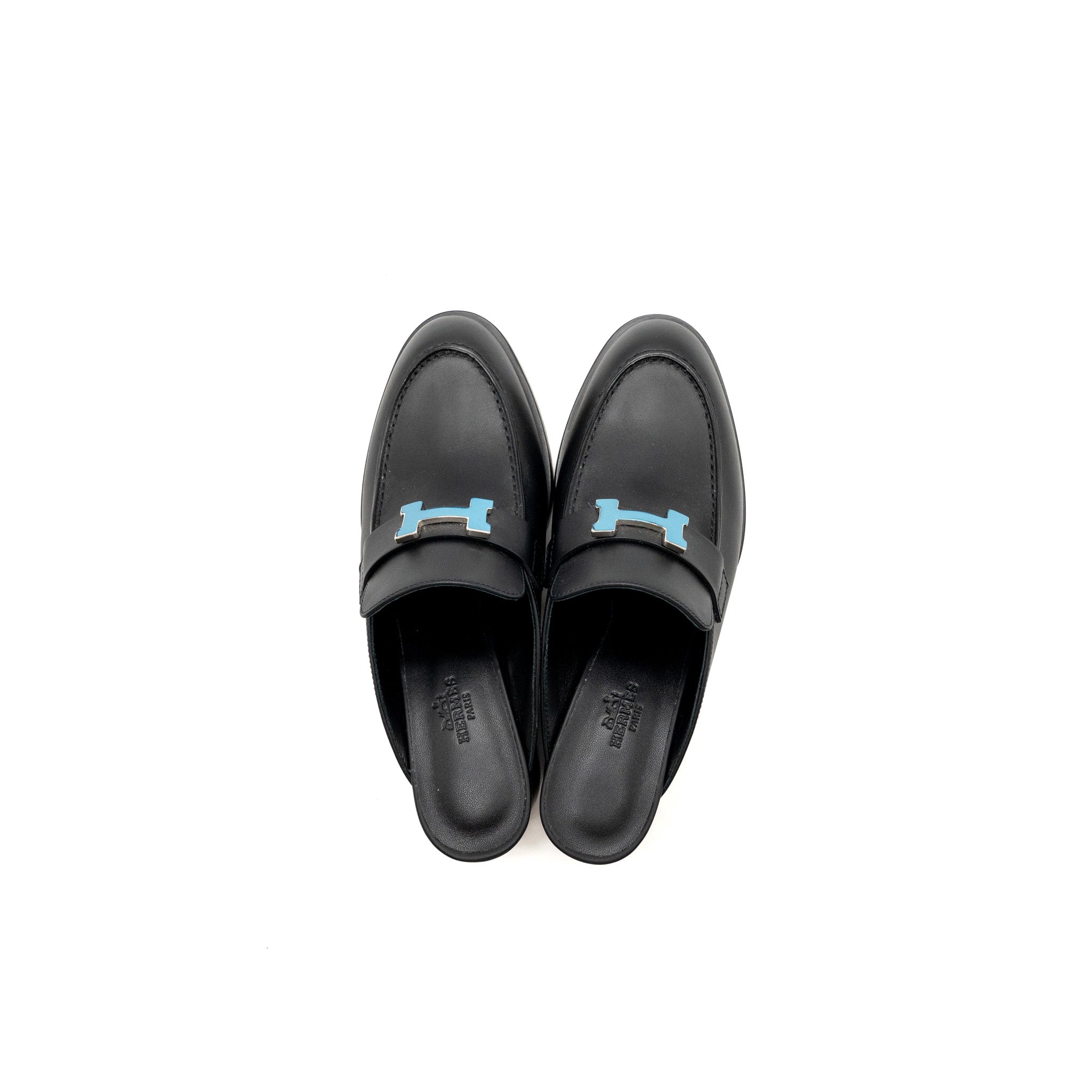 hermes-size-37-mule-femme-flore-calfskin-black-shw
