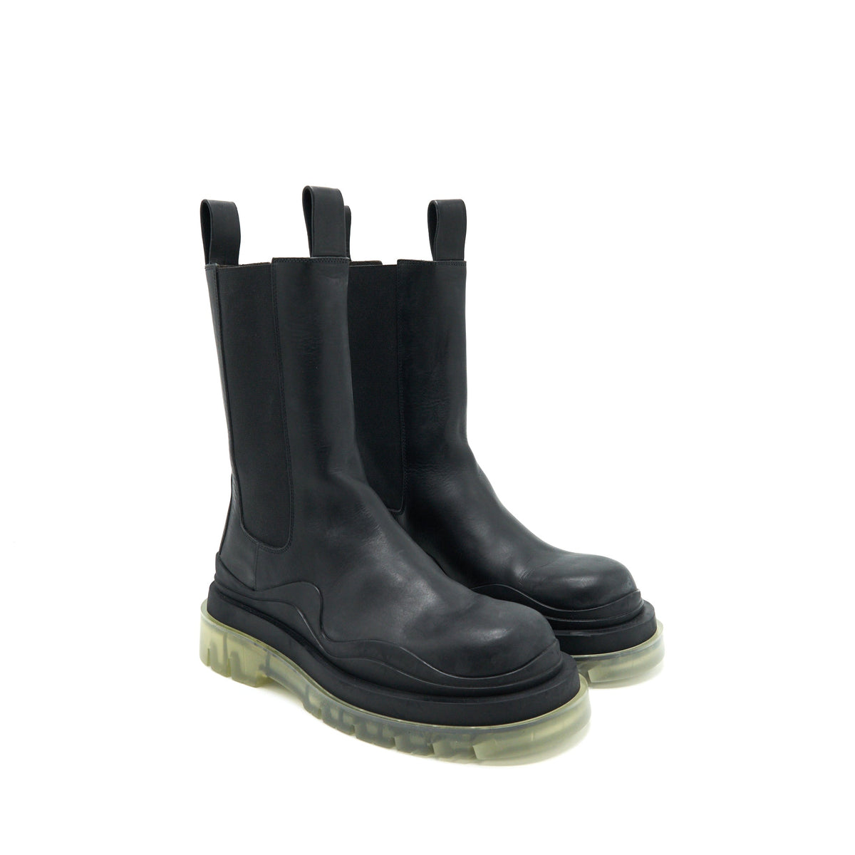 bottega-veneta-size39-tire-rubber-trimmed-leather-chelsea-boots