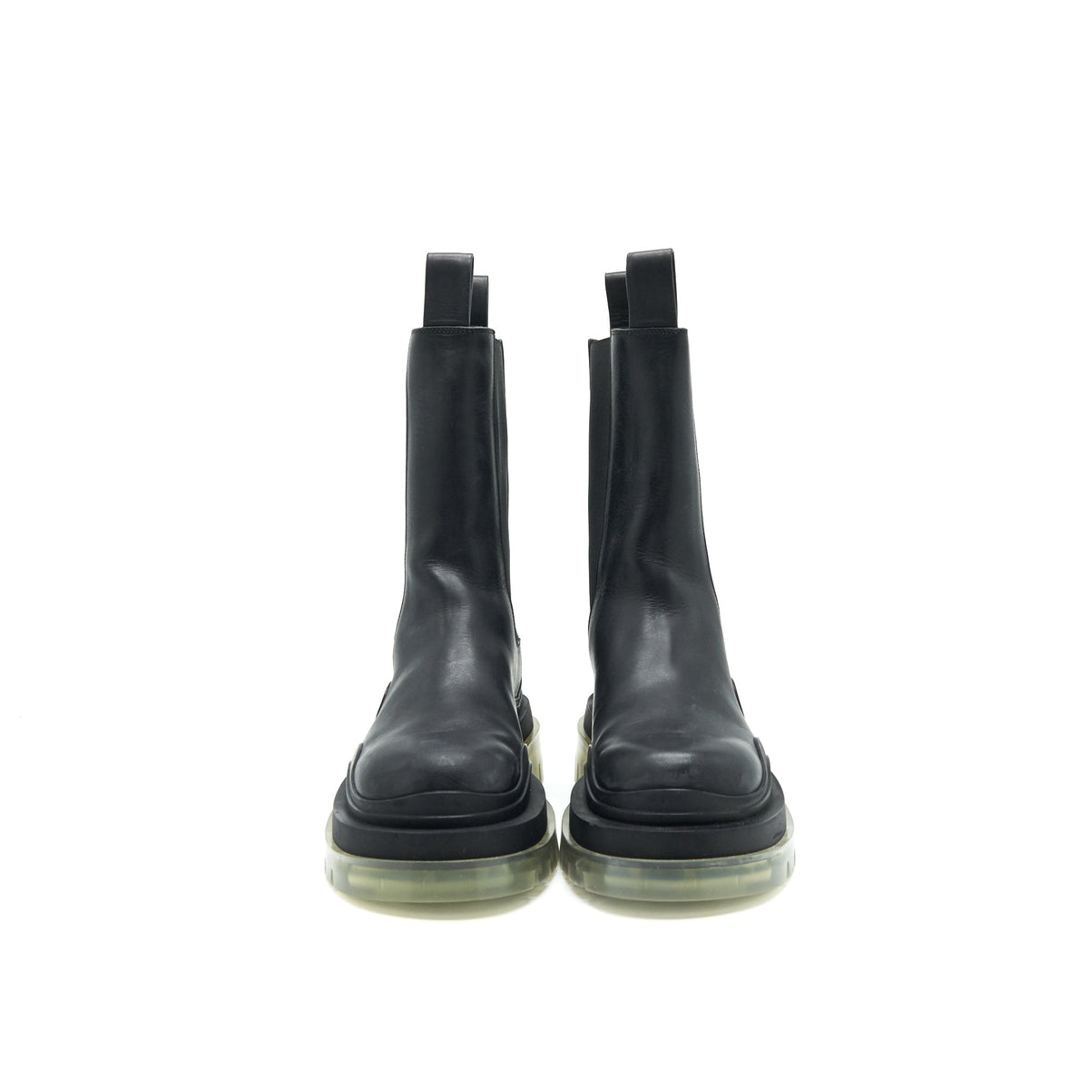 bottega-veneta-size39-tire-rubber-trimmed-leather-chelsea-boots