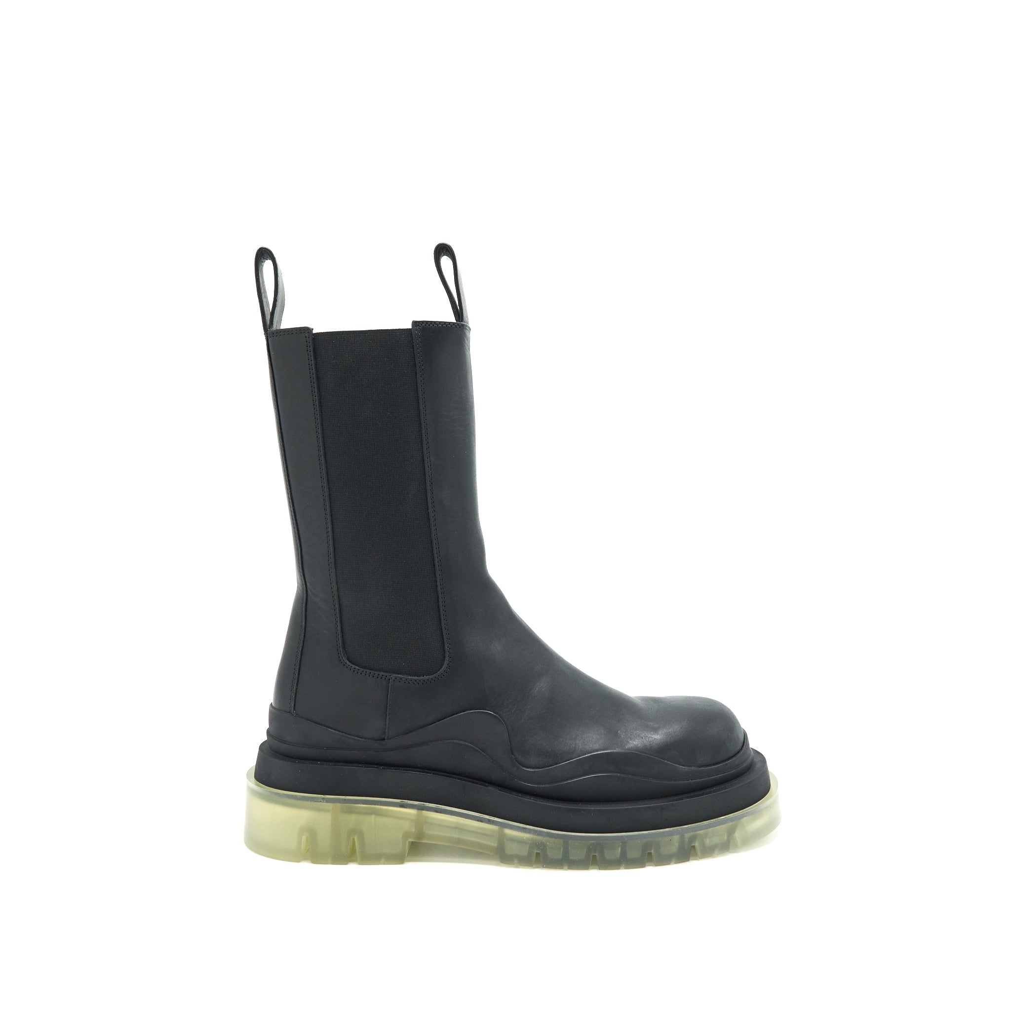 bottega-veneta-size39-tire-rubber-trimmed-leather-chelsea-boots