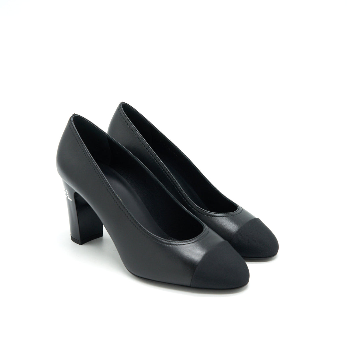 chanel-size38-pump-shoes-black-with-letter-on-heel