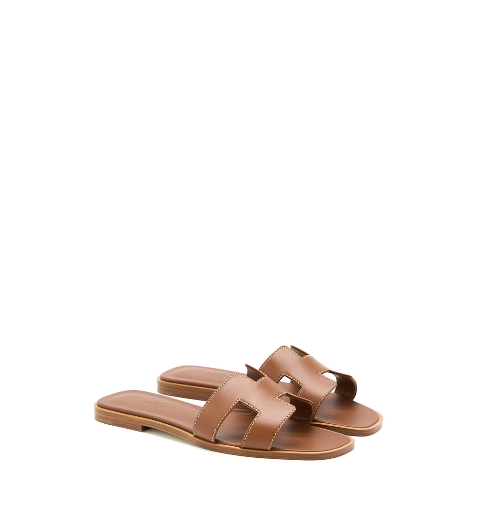 hermes-size-37-oran-sandals-box-leather-gold