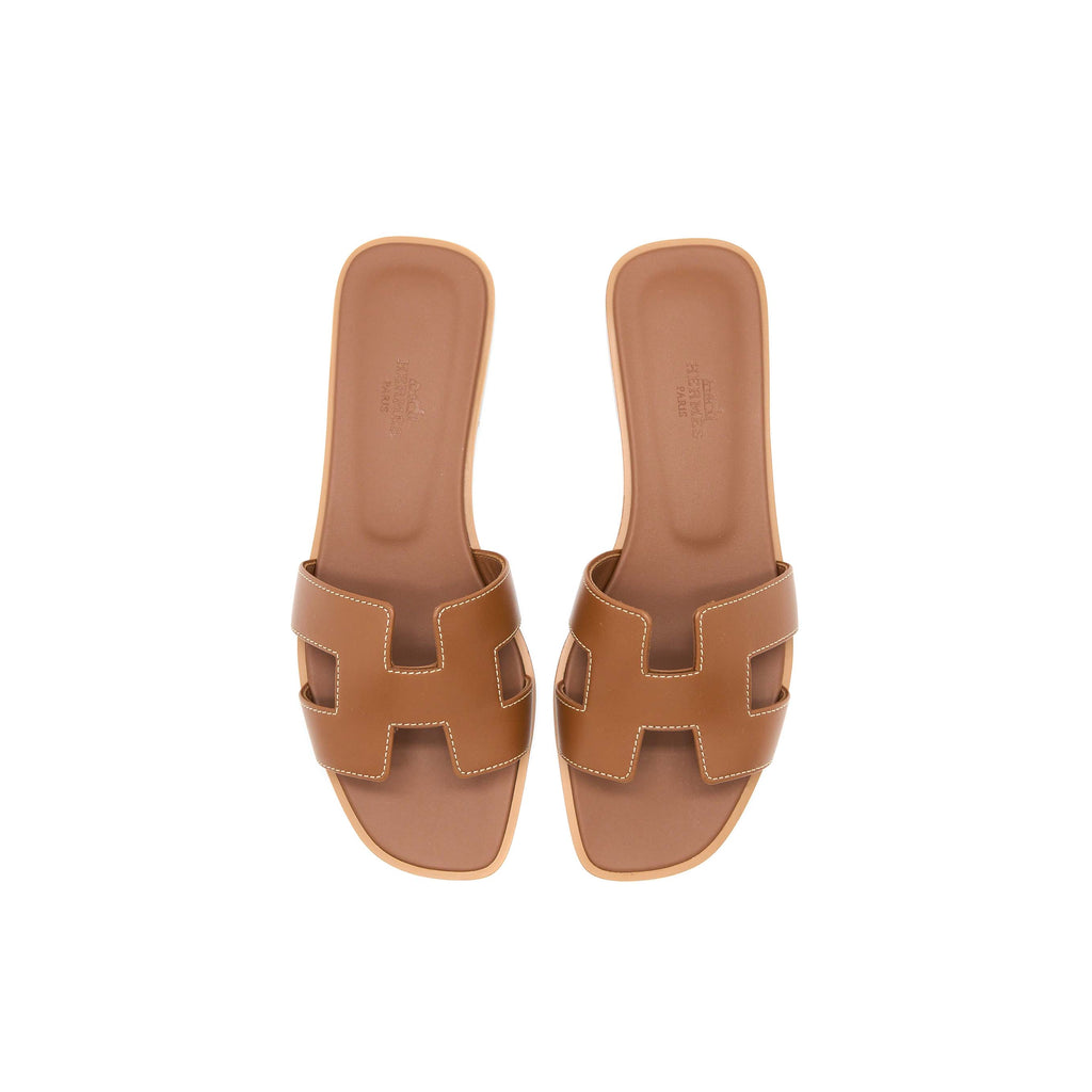 hermes-size-37-oran-sandals-box-leather-gold
