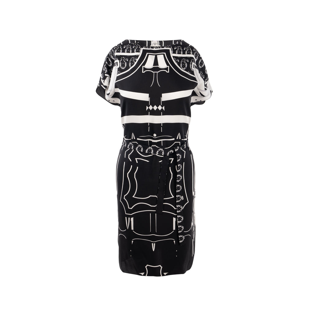 hermes-size-34-silk-dress-tunique-belted-black-white