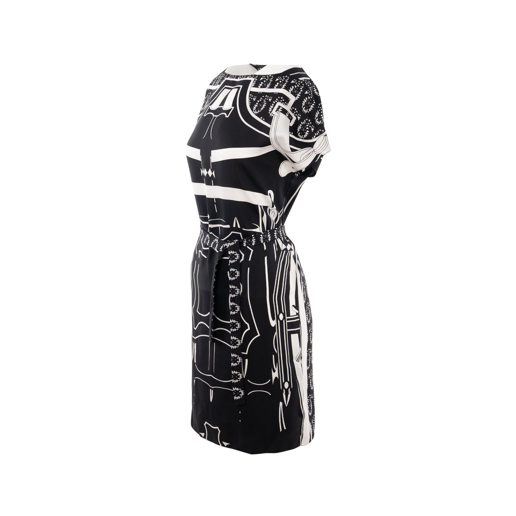 hermes-size-34-silk-dress-tunique-belted-black-white-1