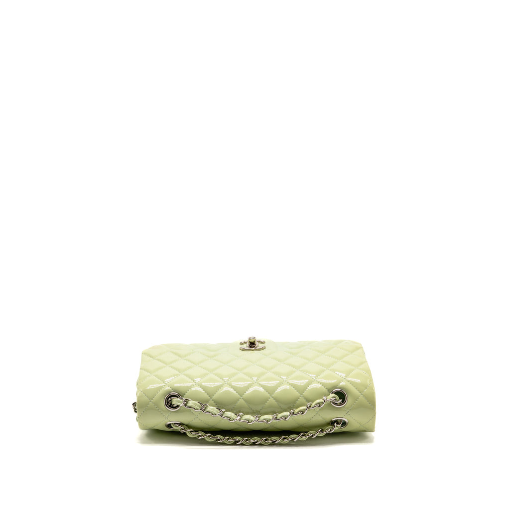 chanel-medium-classic-double-flap-bag-patent-leather-light-green-shw