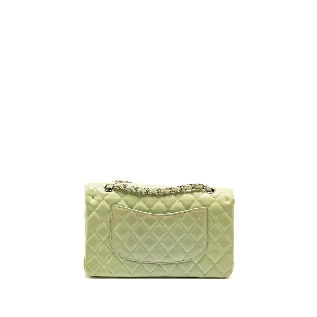 chanel-medium-classic-double-flap-bag-patent-leather-light-green-shw
