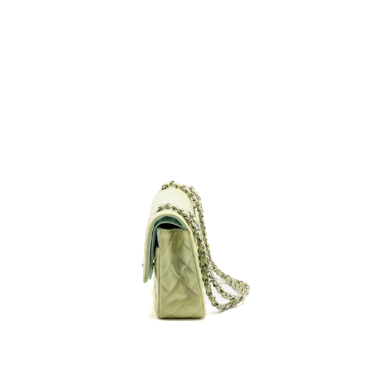 chanel-medium-classic-double-flap-bag-patent-leather-light-green-shw