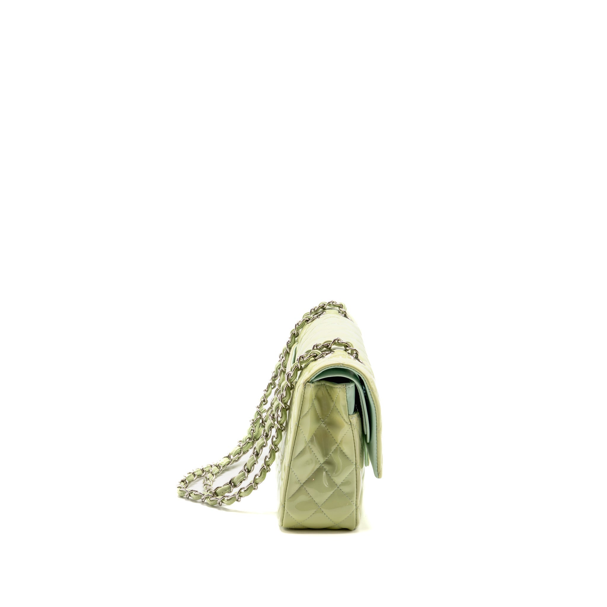 chanel-medium-classic-double-flap-bag-patent-leather-light-green-shw