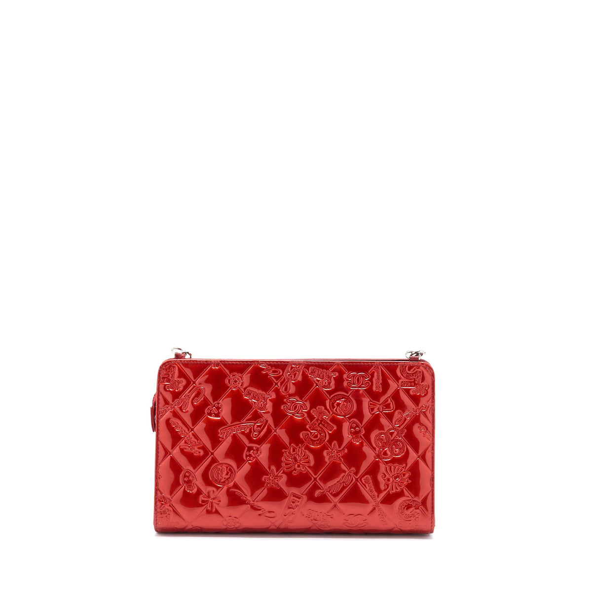 chanel-vintage-leather-charm-printed-chain-shoulder-bag-red-shw