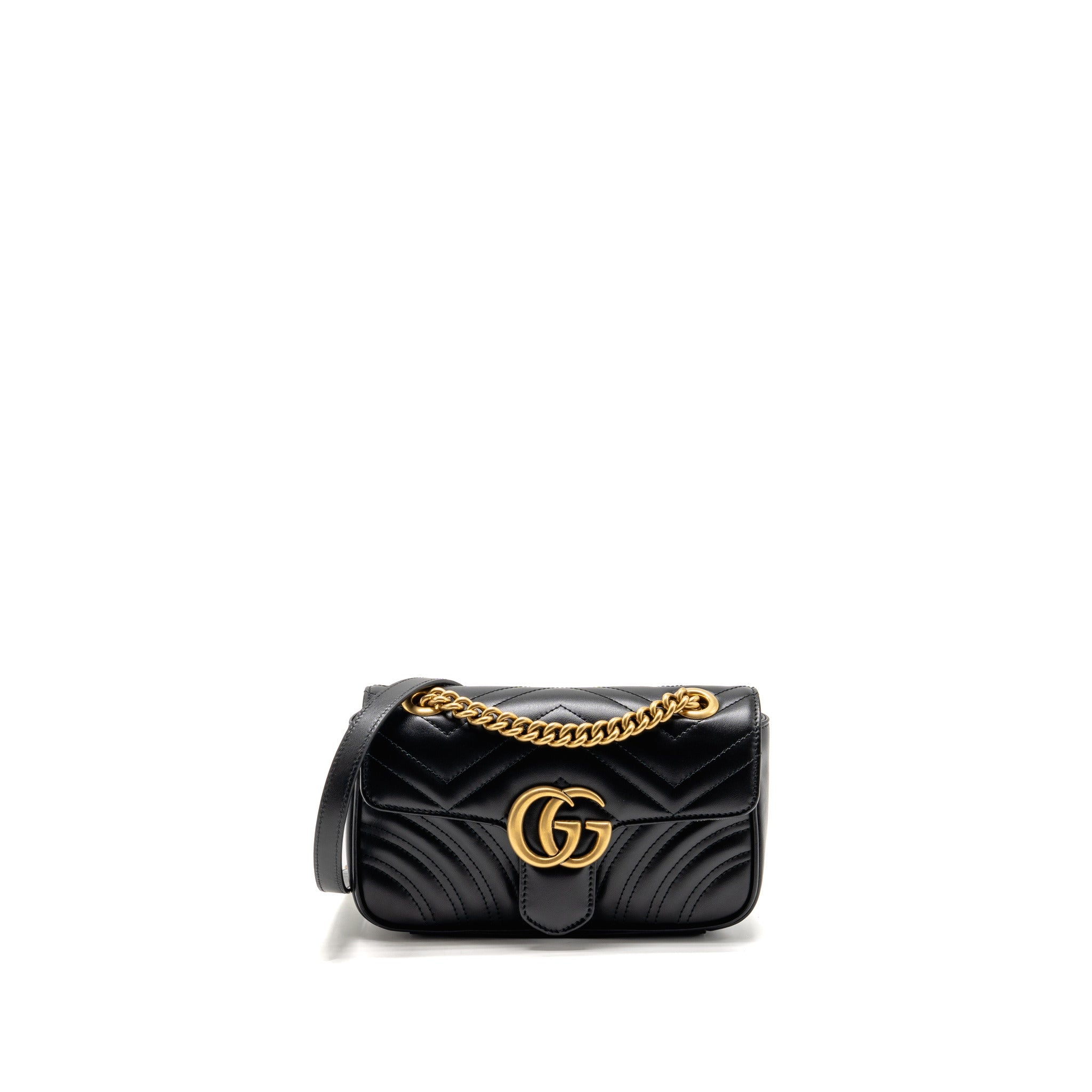 gucci-gg-marmont-small-shoulder-bag-chevron-leather-black-ghw
