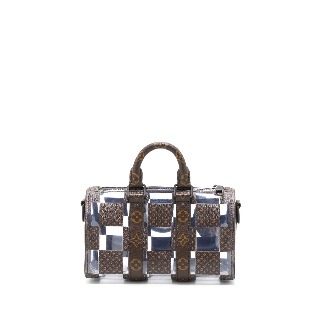 louis-vuitton-keepall-banbouliere-25-monogram-chess-monogram-canvas-transparent-pvc-brown-hardware