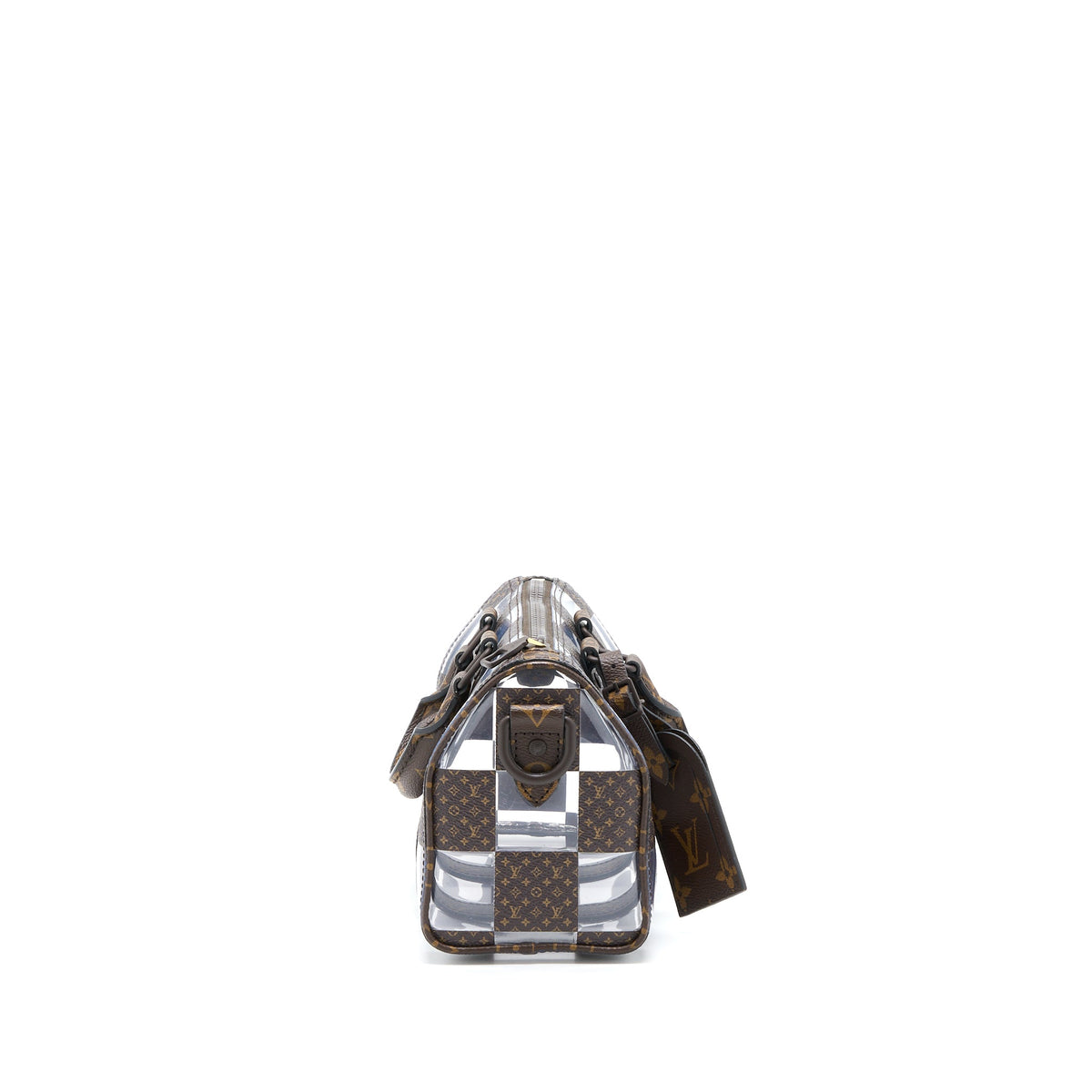 louis-vuitton-keepall-banbouliere-25-monogram-chess-monogram-canvas-transparent-pvc-brown-hardware