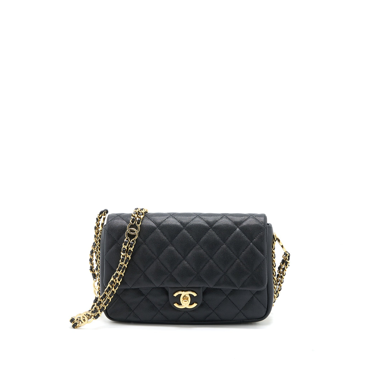chanel-23c-quilted-flap-bag-cc-logo-chain-grained-calfskin-black-ghw-microchip