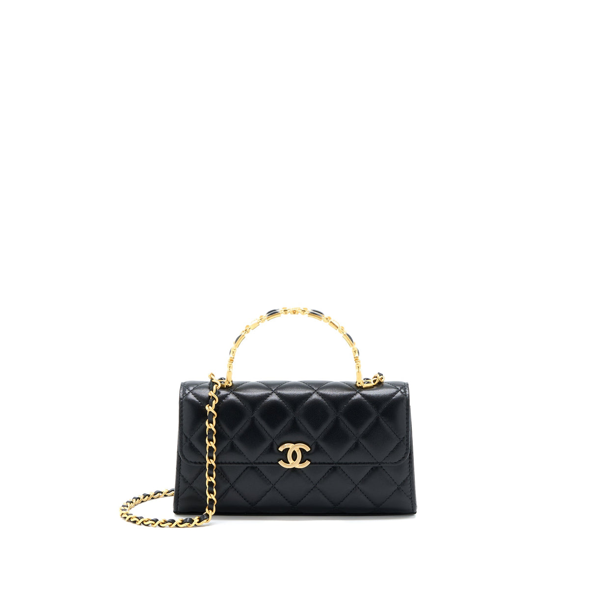 chanel-22b-flap-bag-enamel-cc-logo-top-handle-lambskin-black-brushed-ghw