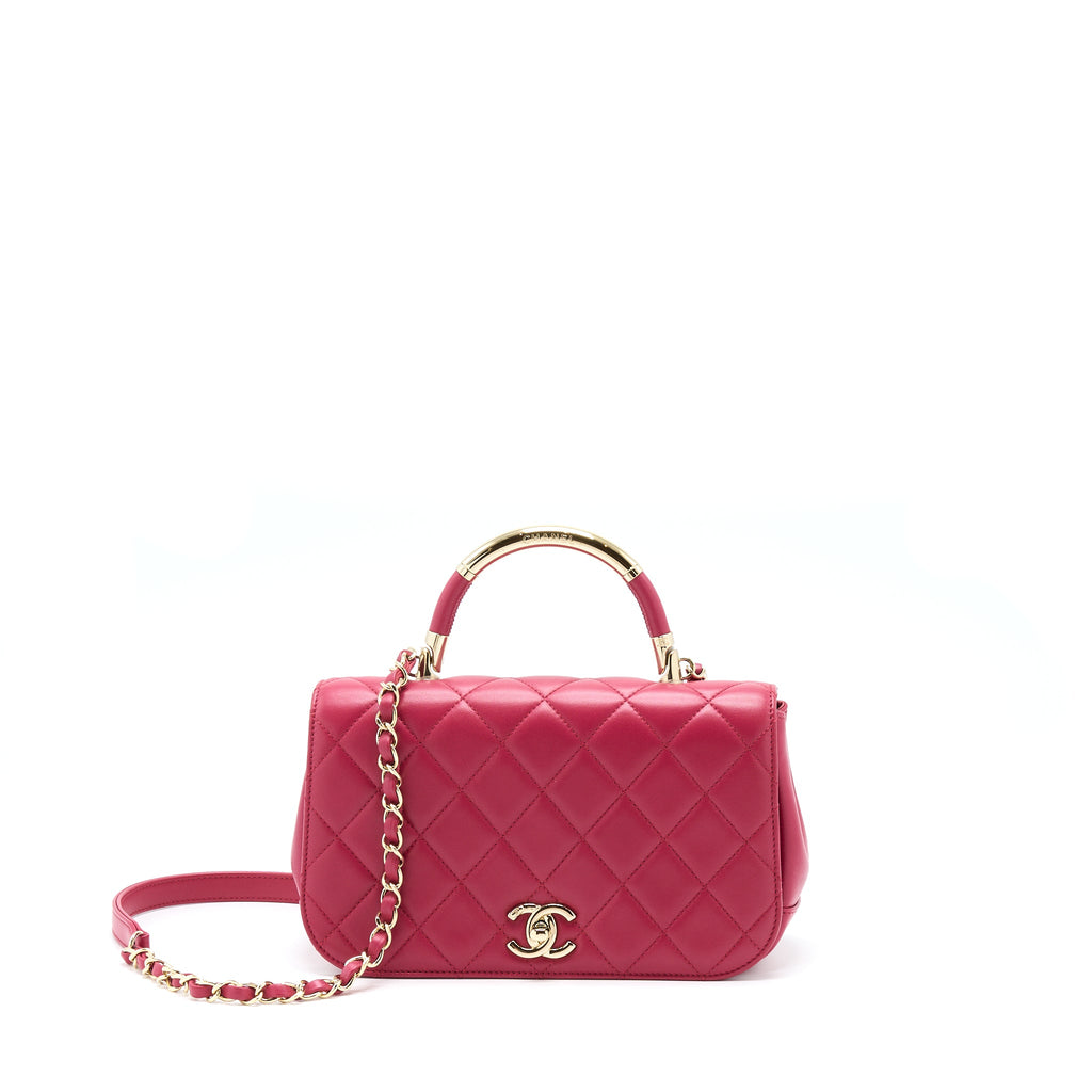 chanel-top-handle-flap-bag-crossbody-lambskin-pink-ghw