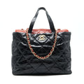 chanel-calfskin-tote-bag-with-chain-black-and-red-ghw