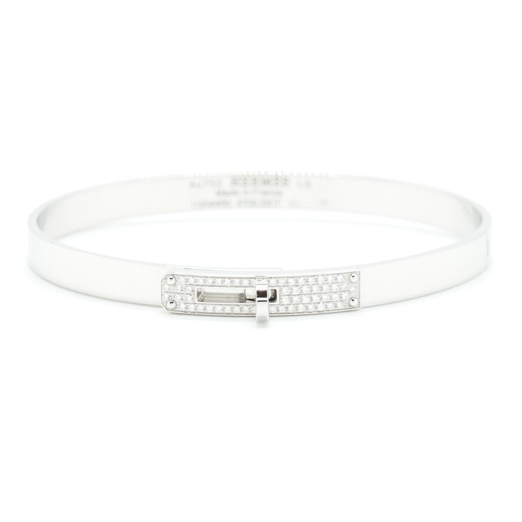 HERMES KELLY BRACELET WHITE GOLD-PLATED ENAMEL WITH DIAMONDS