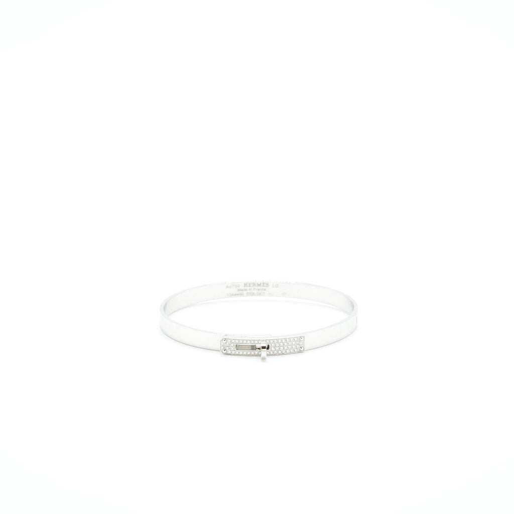 HERMES KELLY BRACELET WHITE GOLD-PLATED ENAMEL WITH DIAMONDS