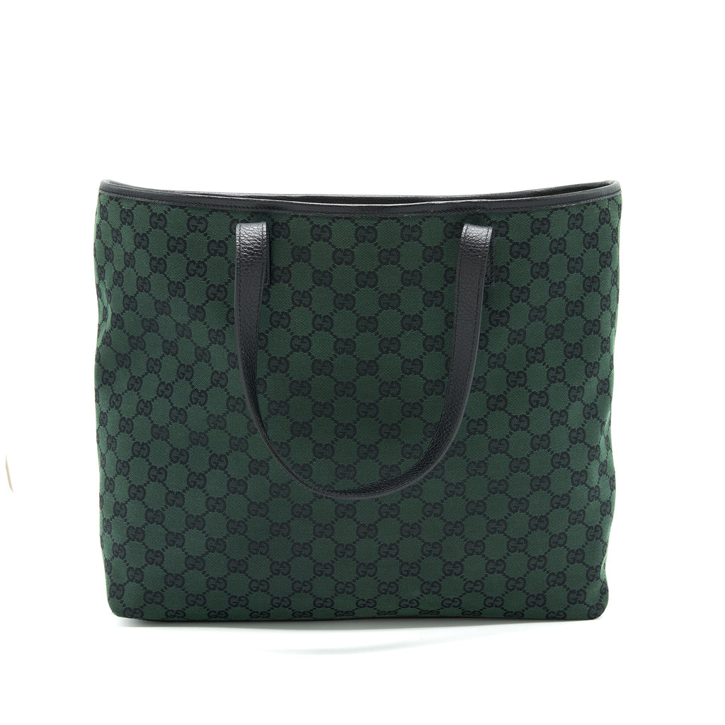 gucci-gf-canvas-shopping-bag-dark-green-black