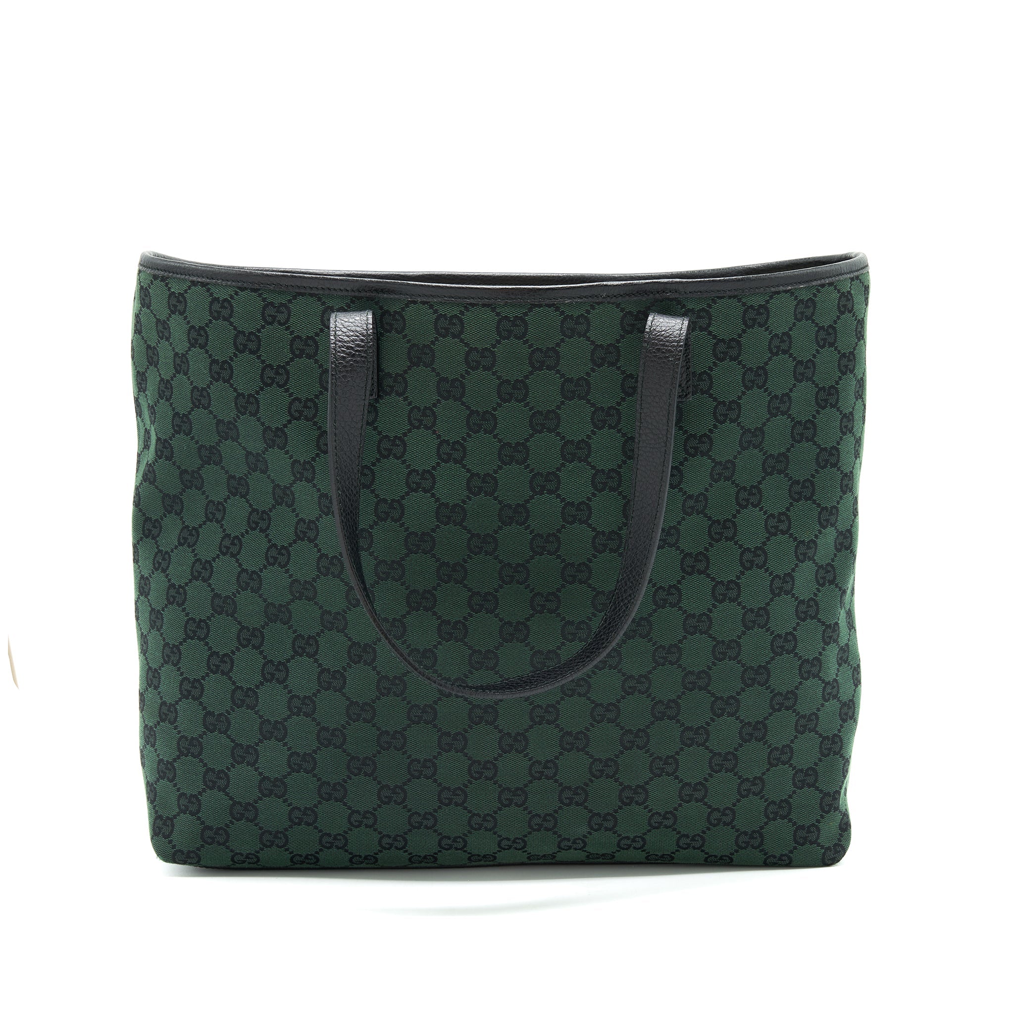 gucci-gf-canvas-shopping-bag-dark-green-black