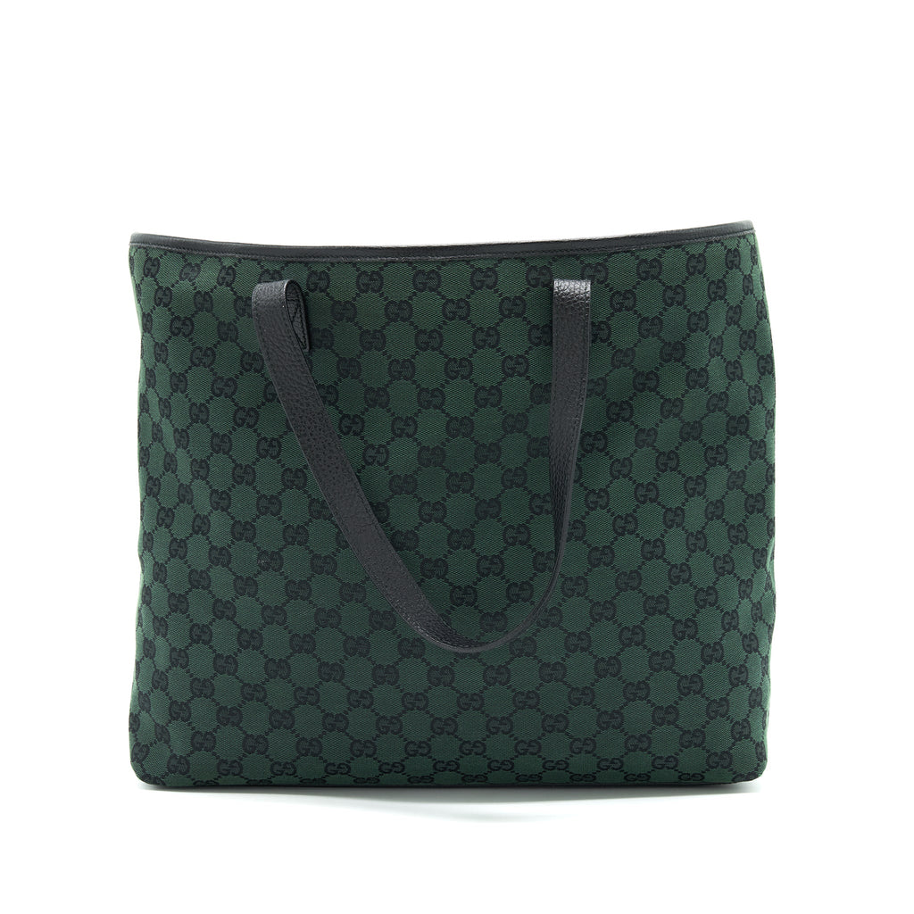 gucci-gf-canvas-shopping-bag-dark-green-black